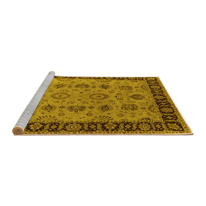 Sideview of Machine Washable Oriental Yellow Traditional Rug, wshurb2851yw