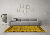 Machine Washable Oriental Yellow Traditional Rug, wshurb2851yw