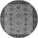 Round Machine Washable Oriental Gray Traditional Rug, wshurb2851gry