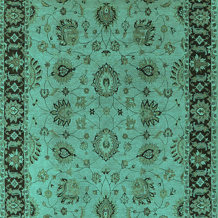 Machine Washable Oriental Turquoise Traditional Area Rugs, wshurb2851turq