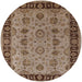 Round Mid-Century Modern Camel Brown Oriental Rug, urb2851
