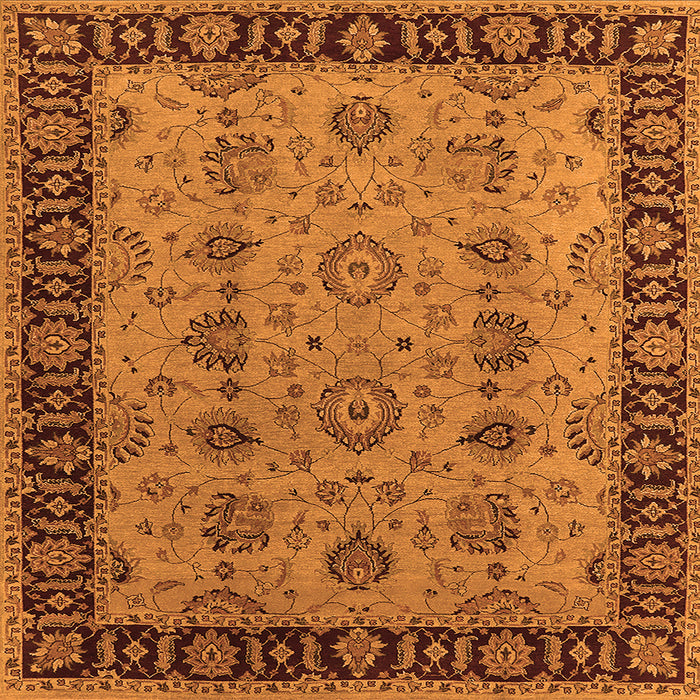 Square Oriental Orange Traditional Rug, urb2851org