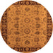 Round Machine Washable Oriental Orange Traditional Area Rugs, wshurb2851org