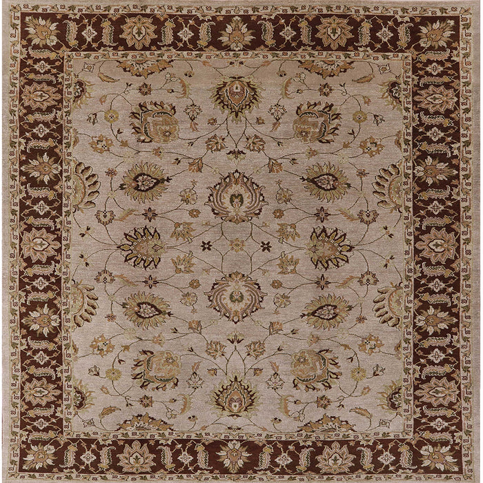 Square Mid-Century Modern Camel Brown Oriental Rug, urb2851