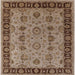 Square Mid-Century Modern Camel Brown Oriental Rug, urb2851