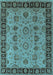 Machine Washable Oriental Light Blue Traditional Rug, wshurb2851lblu