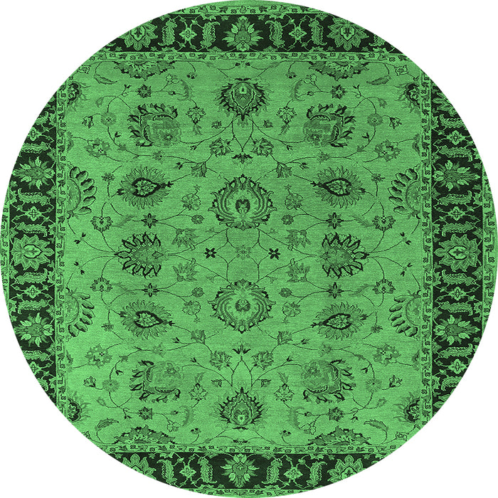 Round Oriental Emerald Green Traditional Rug, urb2851emgrn
