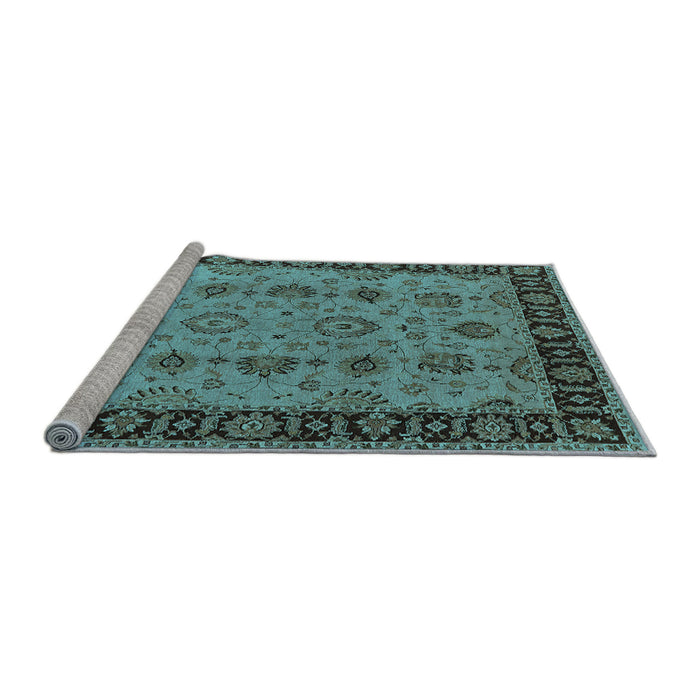Sideview of Machine Washable Oriental Light Blue Traditional Rug, wshurb2851lblu