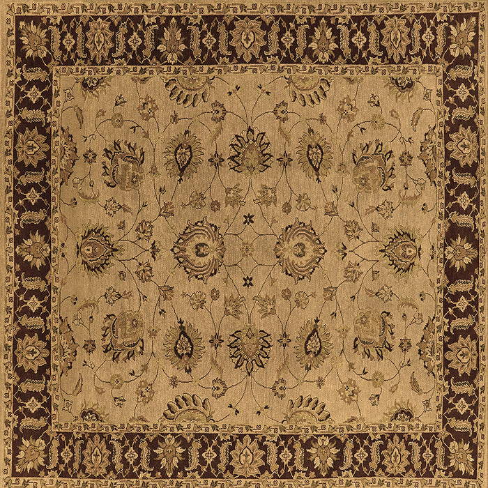Square Machine Washable Oriental Brown Traditional Rug, wshurb2851brn