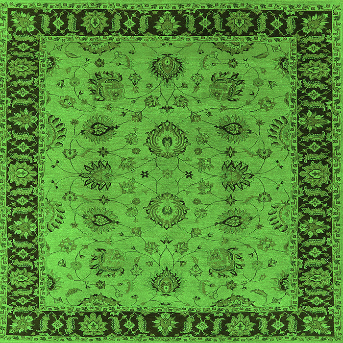 Square Oriental Green Traditional Rug, urb2851grn