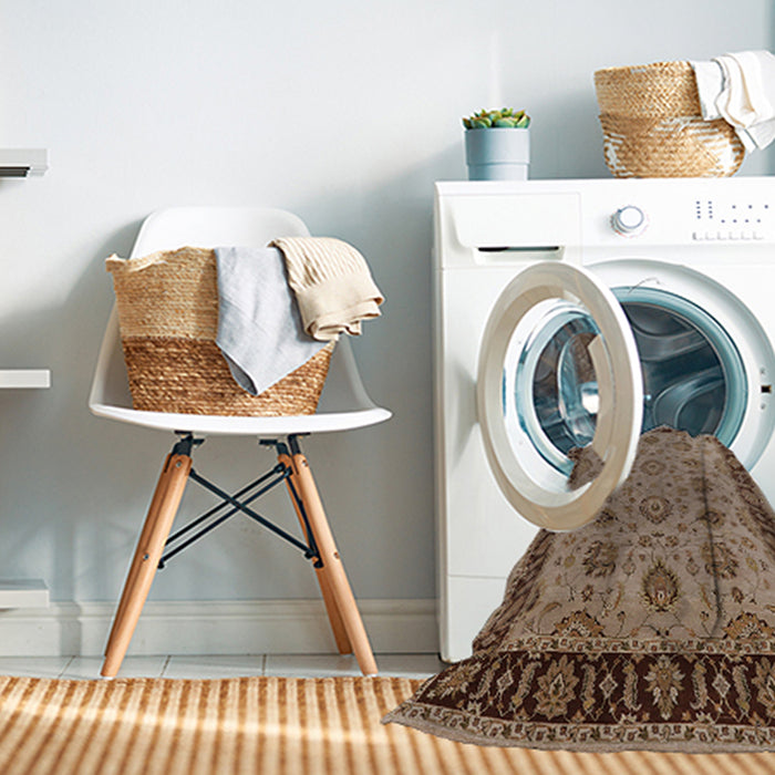 Machine Washable Industrial Modern Camel Brown Rug in a Washing Machine, wshurb2851