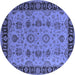 Round Oriental Blue Traditional Rug, urb2851blu