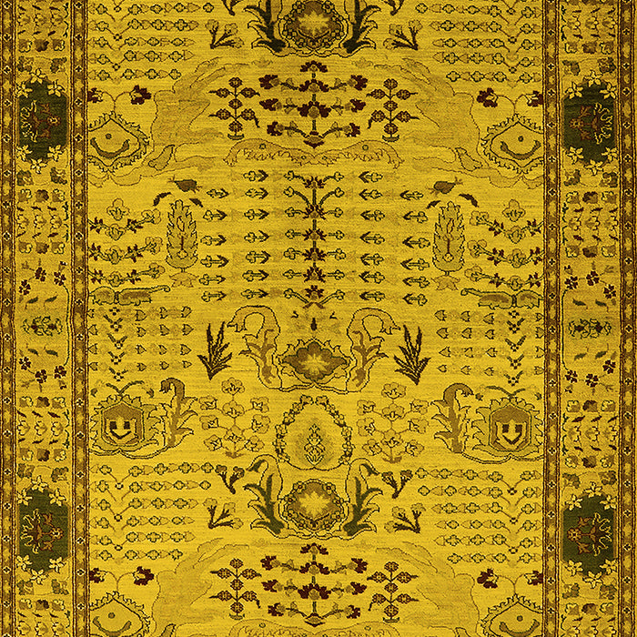 Machine Washable Oriental Yellow Traditional Rug, wshurb2852yw