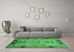 Machine Washable Oriental Emerald Green Traditional Area Rugs in a Living Room,, wshurb2852emgrn