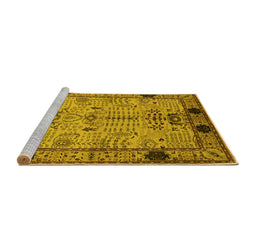 Sideview of Machine Washable Oriental Yellow Traditional Rug, wshurb2852yw