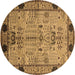 Round Oriental Brown Traditional Rug, urb2852brn