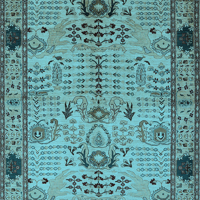 Machine Washable Oriental Light Blue Traditional Rug, wshurb2852lblu