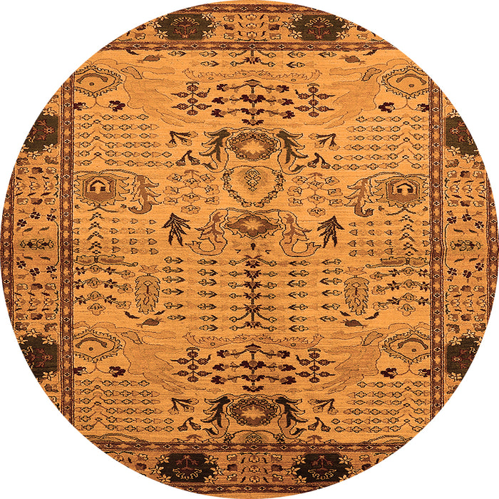 Round Oriental Orange Traditional Rug, urb2852org