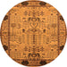 Round Oriental Orange Traditional Rug, urb2852org
