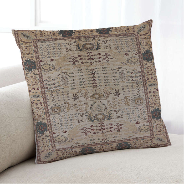 Lifestyle Image of Mid-Century Modern Urban Square Sepia Brown Throw Pillow, 18 inch by 18 inch, pwurb2852