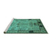 Sideview of Machine Washable Oriental Turquoise Traditional Area Rugs, wshurb2852turq