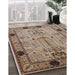 Mid-Century Modern Reddish Brown Oriental Rug in Family Room, urb2852