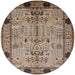 Round Mid-Century Modern Reddish Brown Oriental Rug, urb2852