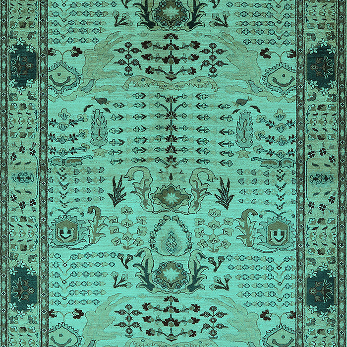 Machine Washable Oriental Turquoise Traditional Area Rugs, wshurb2852turq