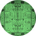 Round Oriental Emerald Green Traditional Rug, urb2852emgrn