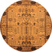 Round Machine Washable Oriental Orange Traditional Area Rugs, wshurb2852org