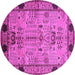 Round Oriental Pink Traditional Rug, urb2852pnk