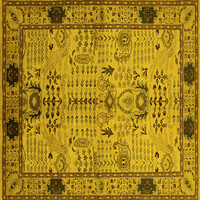Square Machine Washable Oriental Yellow Traditional Rug, wshurb2852yw