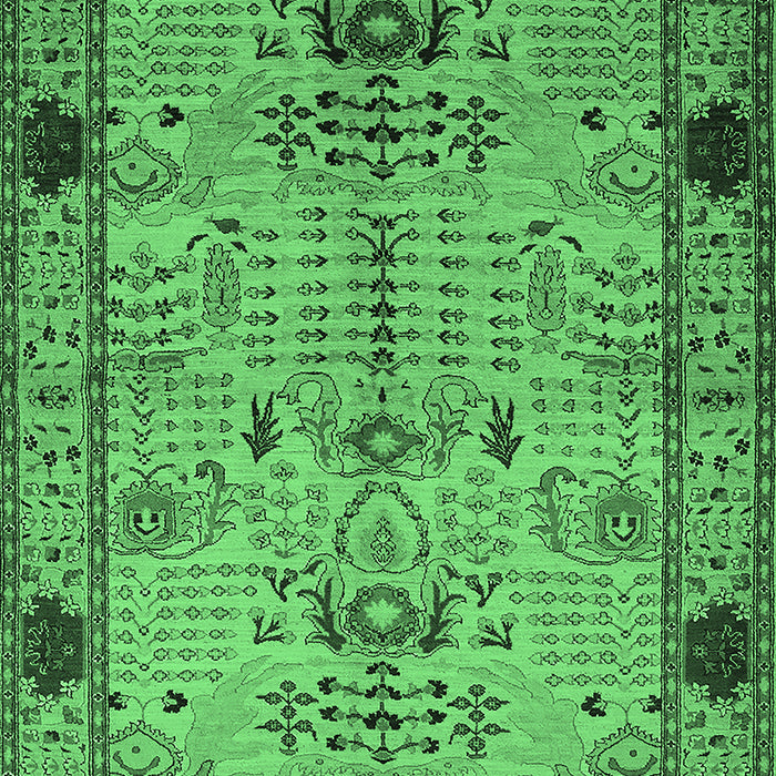 Machine Washable Oriental Emerald Green Traditional Area Rugs, wshurb2852emgrn