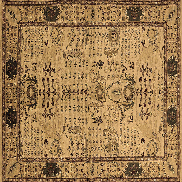 Square Machine Washable Oriental Brown Traditional Rug, wshurb2852brn
