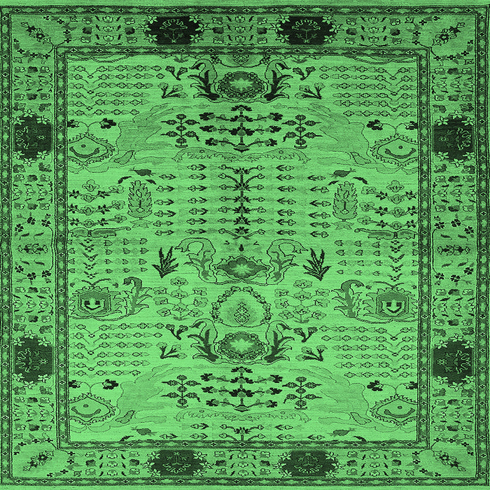 Square Machine Washable Oriental Emerald Green Traditional Area Rugs, wshurb2852emgrn