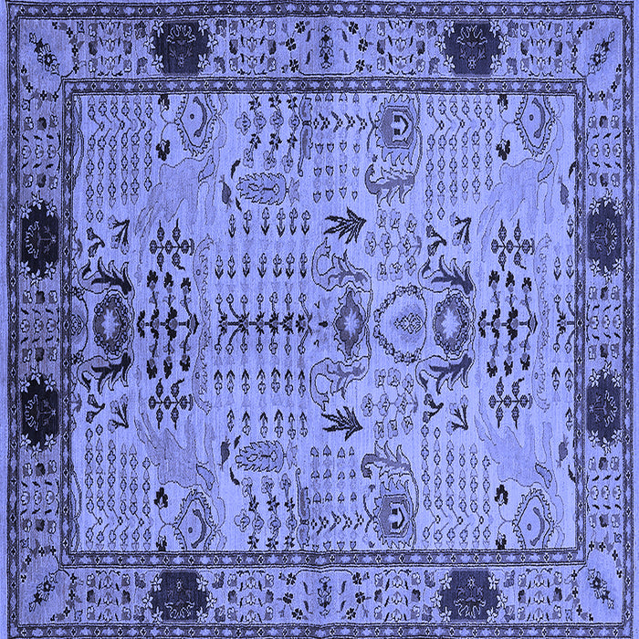 Square Machine Washable Oriental Blue Traditional Rug, wshurb2852blu