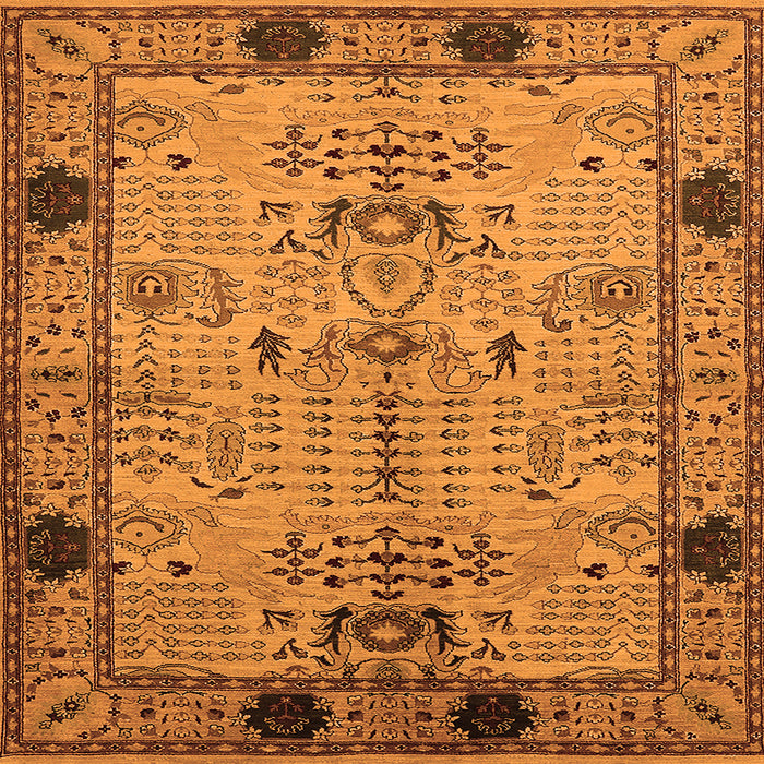 Square Oriental Orange Traditional Rug, urb2852org