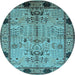 Round Oriental Light Blue Traditional Rug, urb2852lblu