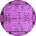 Round Oriental Purple Traditional Rug, urb2852pur
