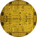 Round Oriental Yellow Traditional Rug, urb2852yw
