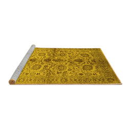 Sideview of Machine Washable Oriental Yellow Traditional Rug, wshurb2853yw