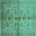 Square Oriental Turquoise Traditional Rug, urb2853turq