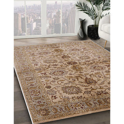 Mid-Century Modern Sienna Brown Oriental Rug in Family Room, urb2853