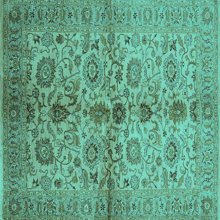 Square Machine Washable Oriental Turquoise Traditional Area Rugs, wshurb2853turq