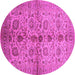 Round Oriental Pink Traditional Rug, urb2853pnk