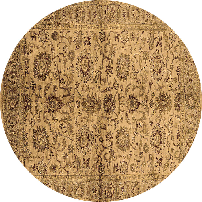 Round Oriental Brown Traditional Rug, urb2853brn