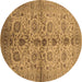 Round Oriental Brown Traditional Rug, urb2853brn