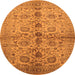 Round Machine Washable Oriental Orange Traditional Area Rugs, wshurb2853org