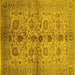 Square Machine Washable Oriental Yellow Traditional Rug, wshurb2853yw