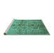 Sideview of Machine Washable Oriental Turquoise Traditional Area Rugs, wshurb2853turq